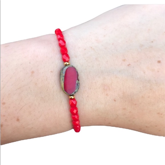 Luckijewels Jewelry - Red Beaded Stretch Bracelet